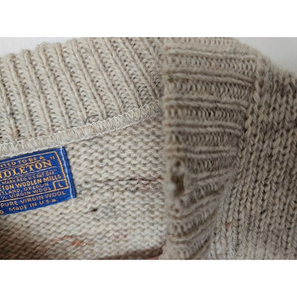 Pendleton woolen mills nordic print crewneck sweater beige L - Picture 9 of 9